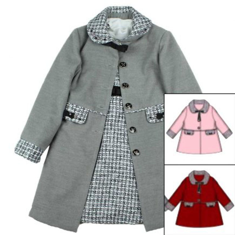 Picture of TJ8102- 3 PCS SET-DRESS-TURTLENECK TOP+COAT FOR GIRLS